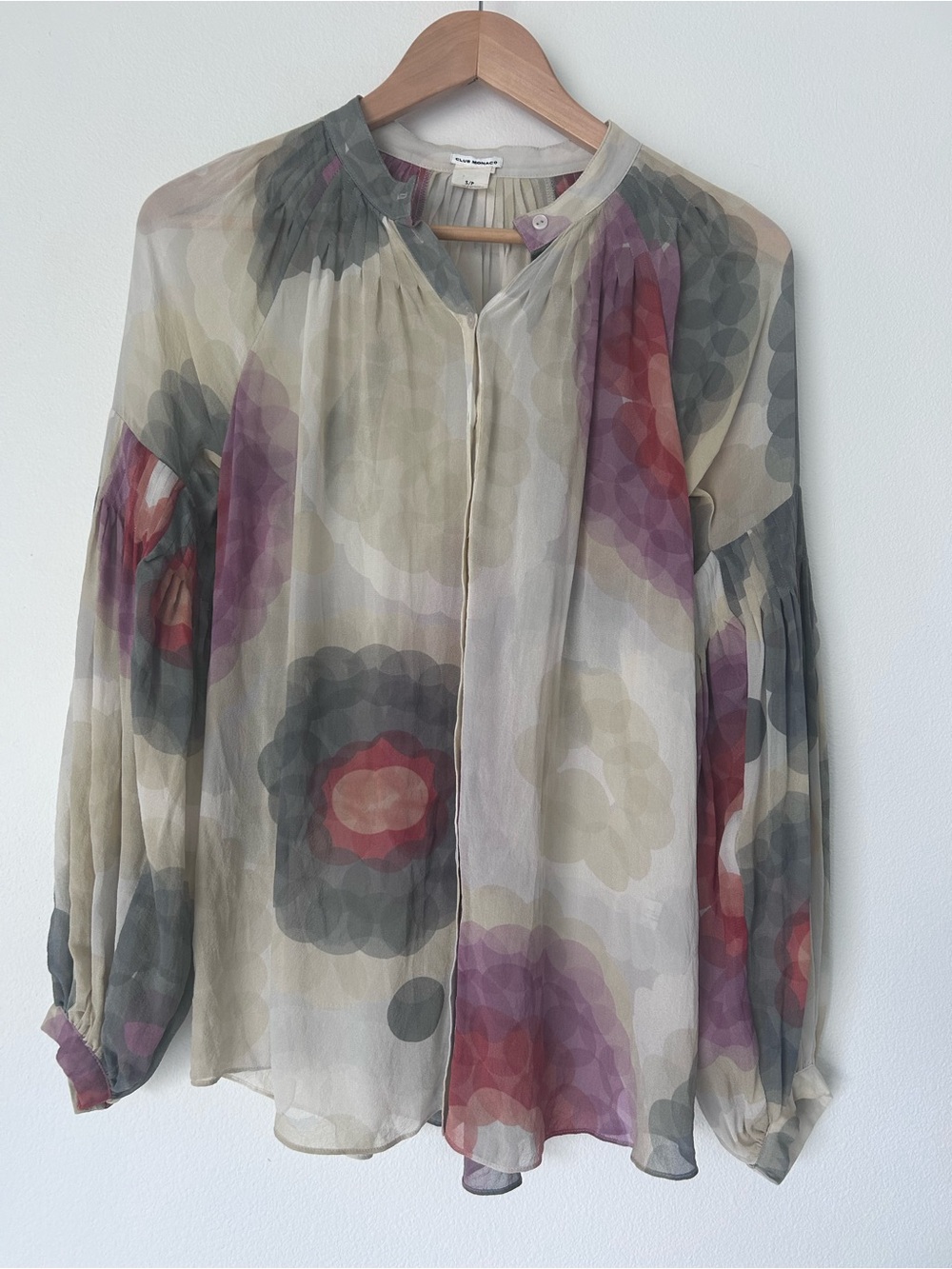 Club Monaco Lightweight Silk Floral Sheer Blouse Size S